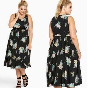Torrid Floral Print Midi Georgette Dress Size 16